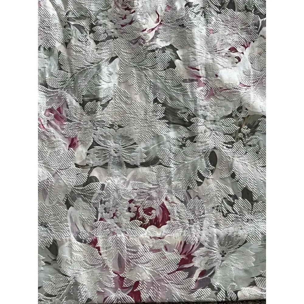 Cottage Rose Floral Jacquard Tapestry 2 Curtain Panels Lined Mint Green Pink 84